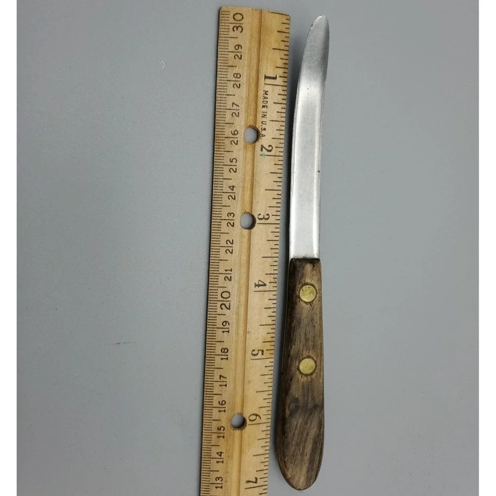 4 Mid-Century Kitchen Knives with Wood Handles Steak Cheese Grapefruit Multi-Use
